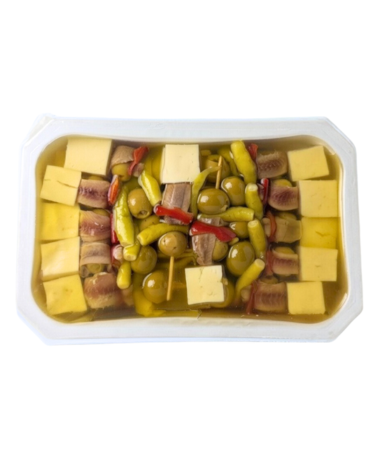 Tarrina de gildas de queso y anchoa SANTAGILDA lista para servir